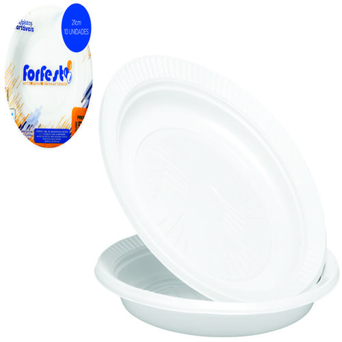 PRATO DESC.21CM RASO BRANCO C/10 