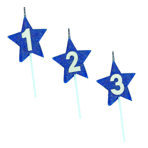 VELA DECORADA E ESTRELA C/NUMERO PROMOCA