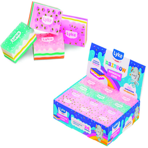BORRACHA ESCOLAR CAKE COM ESSENCIA C/24