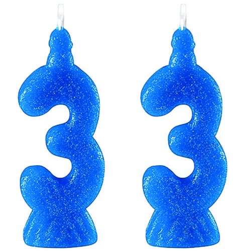 VELA SUPER GLITER AZUL N.3 C/10
