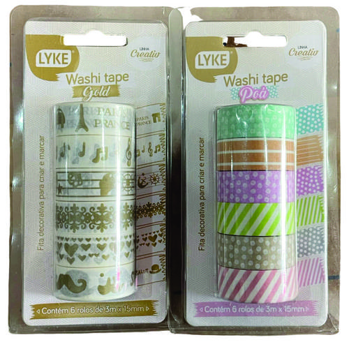 FITA ADESIVA DECORADA WASHI TAPE C/06