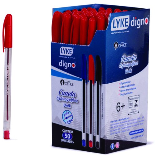 CANETA ESFEROGRAFICA LYKE VERMELHA C/50