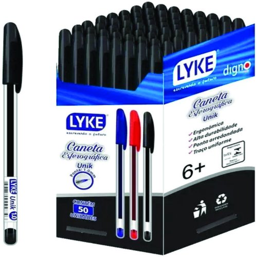 CANETA ESFEROGRAFICA LYKE PRETA C/50
