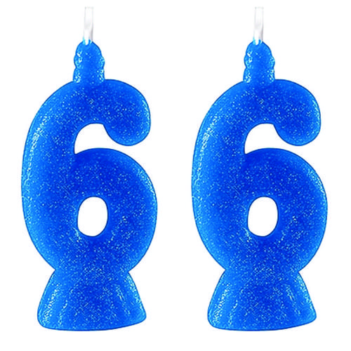 VELA SUPER GLITER AZUL N.6 C/10