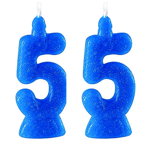 VELA SUPER GLITER AZUL N.5 C/10