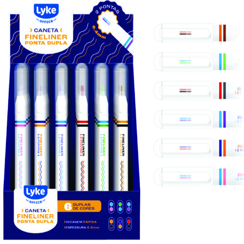 CANETA FINELINER DUPLA C/24 LYKE 103275