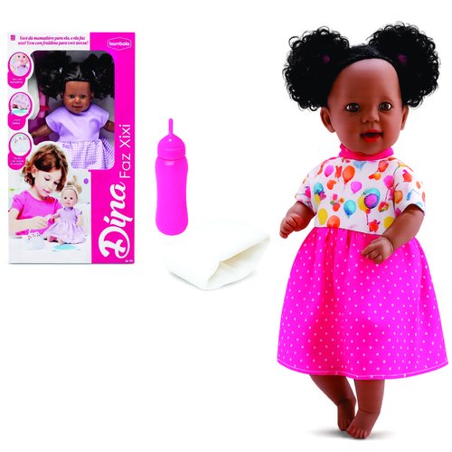 BONECA DINA FAZ XIXI NEGRA BAMBOLA 507