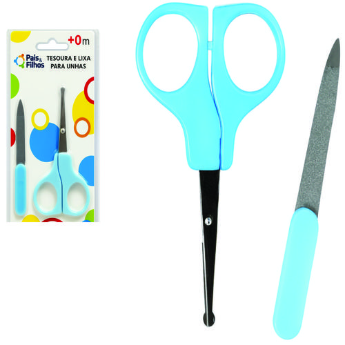 TESOURA E LIXA UNHAS - AZUL UNICA