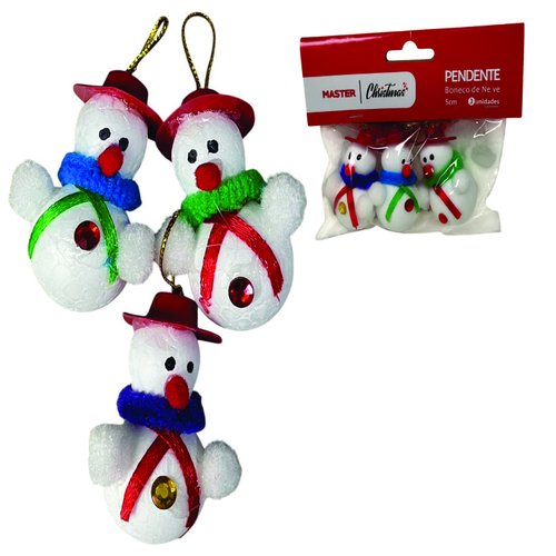 PENDENTE BONECO DE NEVE 5CM C/3 WF9879