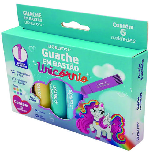 GUACHE EM BASTAO CORES PASTEL UNICORNIO 