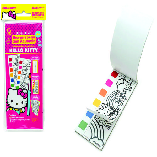 BLOCO DE COLORIR COM AQUARELA HELLO KITT