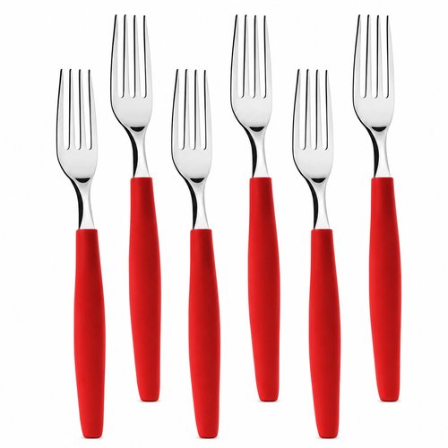 CJ 6 GARFOS INOX VERMELHO 19CM AIH1742V