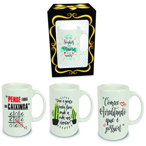 CANECA CERAMICA FRASES NA CAIXA   2080