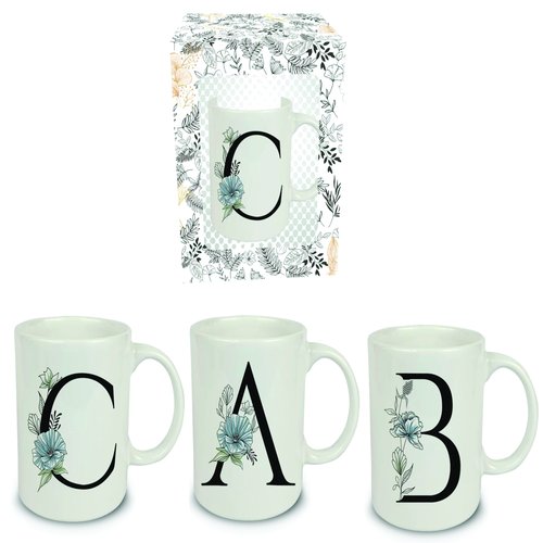CANECA CERAMICA FLORAL NA CAIXA 4430