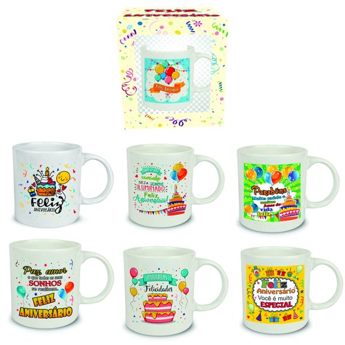 CANECA CERAMICA ANIVERSARIO NA CAIXA 555